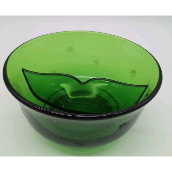 Vintage Paden City Emerald Green Glass Divided Dish MCM Atomic Starburst 5" - Picture 2 of 9